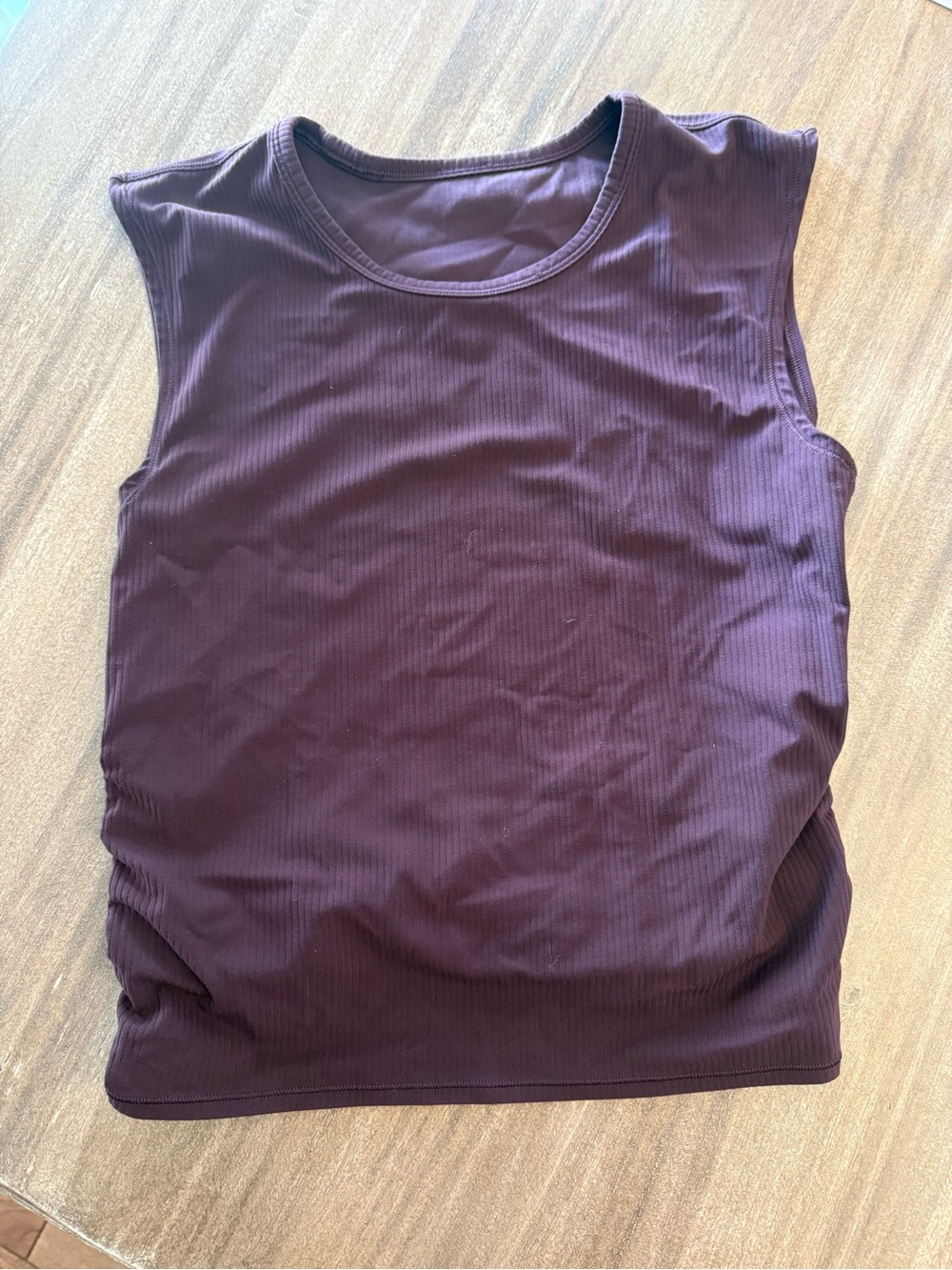 lululemon athletica all it takes back-twist ribbed tank top - goodnight plum.